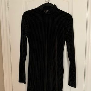 NEW Black Velvet Turtleneck dress with side slits
